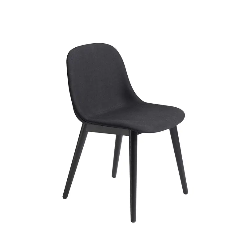 Chaise FIBER CHAIR pieds bois coque tissu Noir 183MUUTO Acheter En Ligne