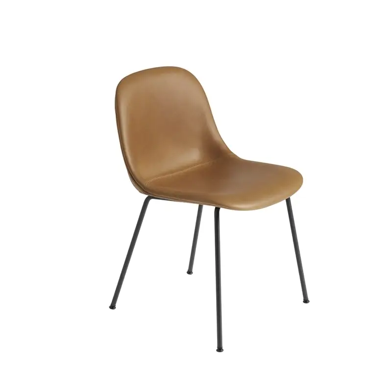 Vente Directe Chaise FIBER CHAIR 4 pieds acier coque cuir CognacMUUTO