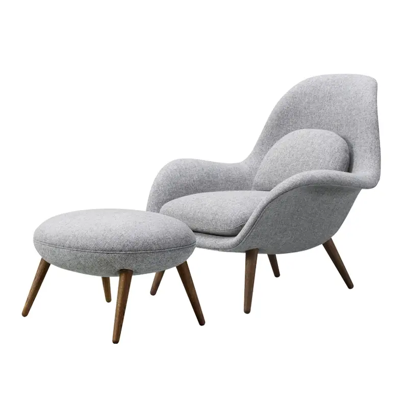 Fauteuil SWOON LOUNGE & OTTOMAN Gris 130FREDERICIA Vente Directe