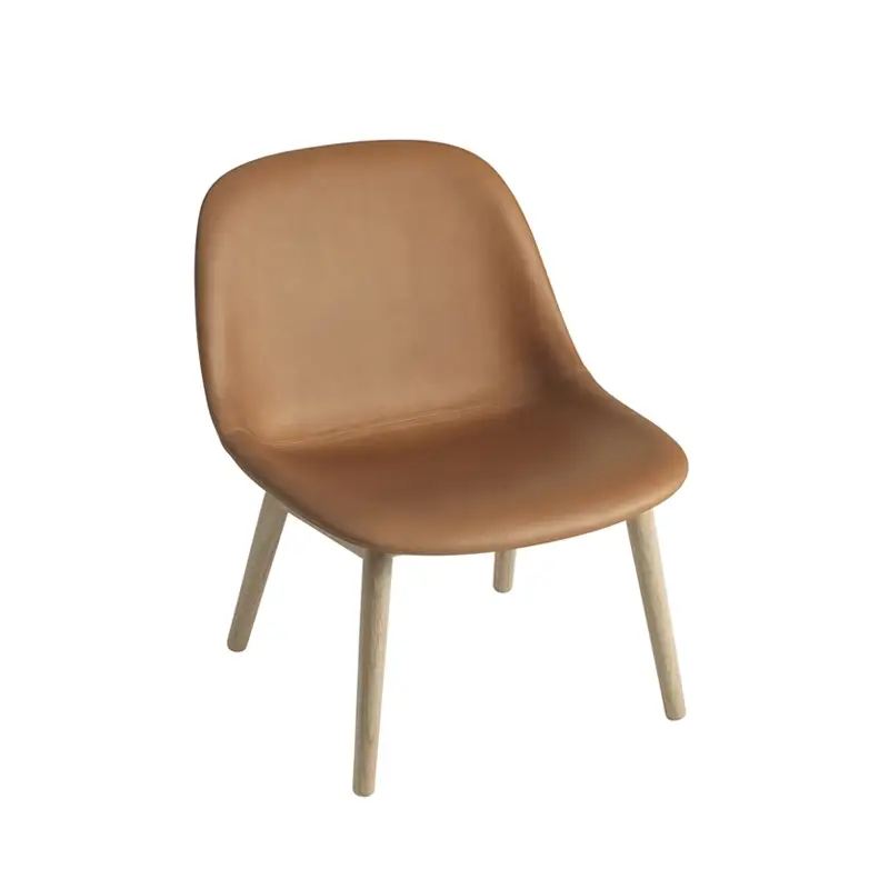 Solde Easy chair FIBER LOUNGE Leather shell/wooden legs CognacMUUTO