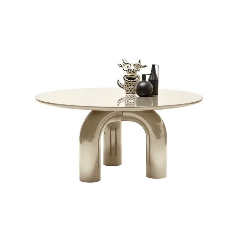 Dining Table ELEPHANTE Round Beige gloss lacqueredMOGG Paiement Sécurisé