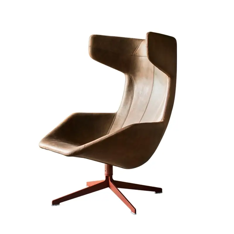 Fauteuil TAKE A LINE FOR A WALK cuir Cuir marron, pied rouge foncéMOROSO Must-Have