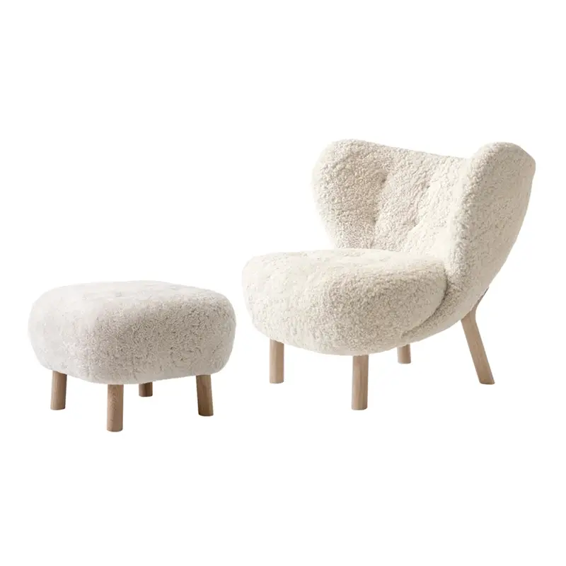 Easy chair LITTLE PETRA VB1 & Pouf ATD1 Sheepskin MoonlightAND TRADITION Paiement Sécurisé