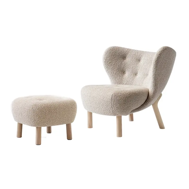 Fauteuil LITTLE PETRA VB1 & Pouf ATD1 Karakorum beige 003AND TRADITION Nouvelle Collection