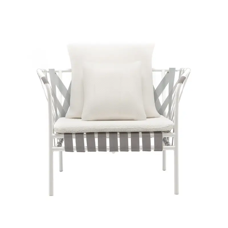 Outdoor Lounge Chair INOUT 851 armchair White/ grey straps/ Aspen 03GERVASONI Marque