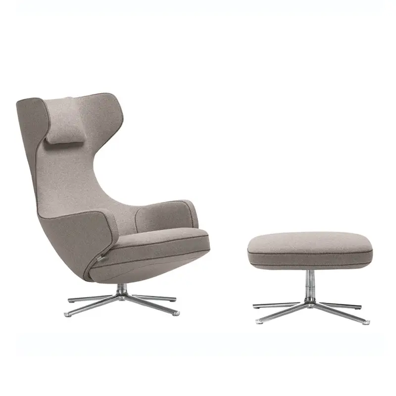 Offre Du Jour Easy chair GRAND REPOS & OTTOMAN Cosy fabric pebble greyVITRA