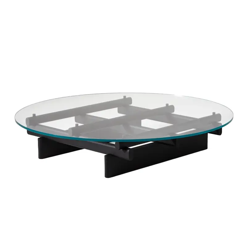 Meilleur Prix Table basse SENGU Ø 120 Chêne teinté noir / verre extra-clairCASSINA