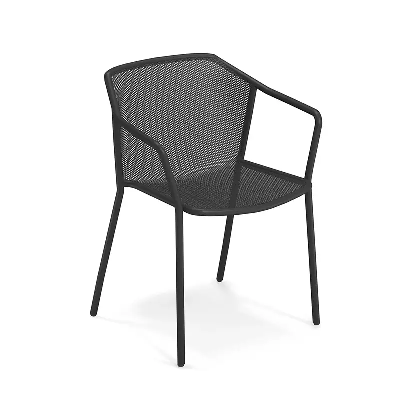Outdoor Chair and Small Lounge Chair DARWIN with armrests BlackEMU Commander Maintenant