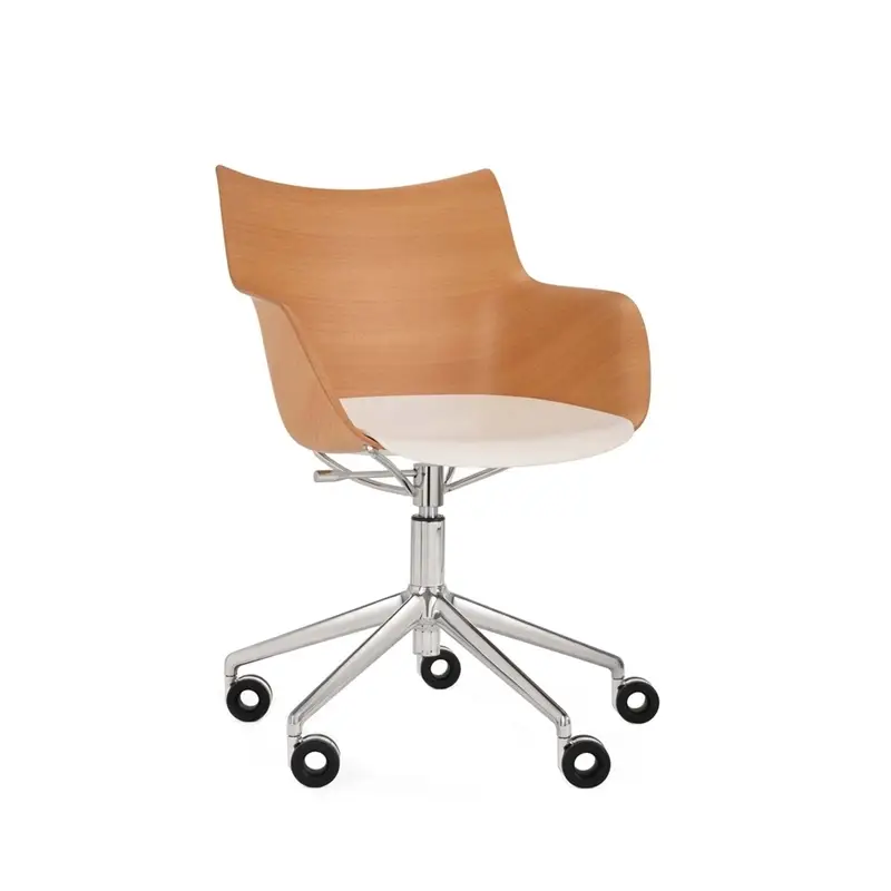 Soldes Office Chair Q/WOOD plastic seat Light wood/ white/ chromeKARTELL