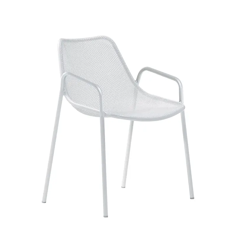 Prix Bas Outdoor Chair and Small Lounge Chair ROUND with armrests Matt whiteEMU