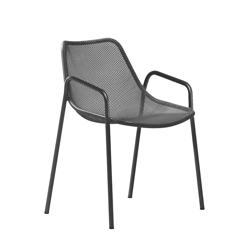 Chaise extérieure ROUND avec accoudoirs Fer ancienEMU Commander Vite