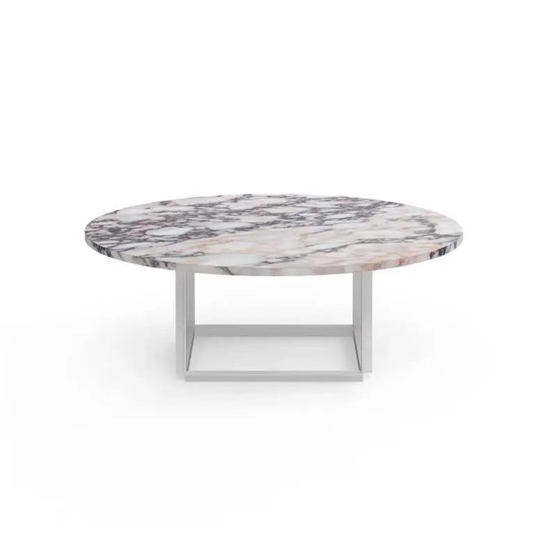 Dernier Modèle Coffee Table FLORENCE Ø 90 White Viola marble/ white baseNEW WORKS