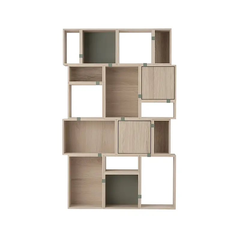 Haute Qualité Shelving STACKED CONFIGURATION 4 Oak / Ash greenMUUTO