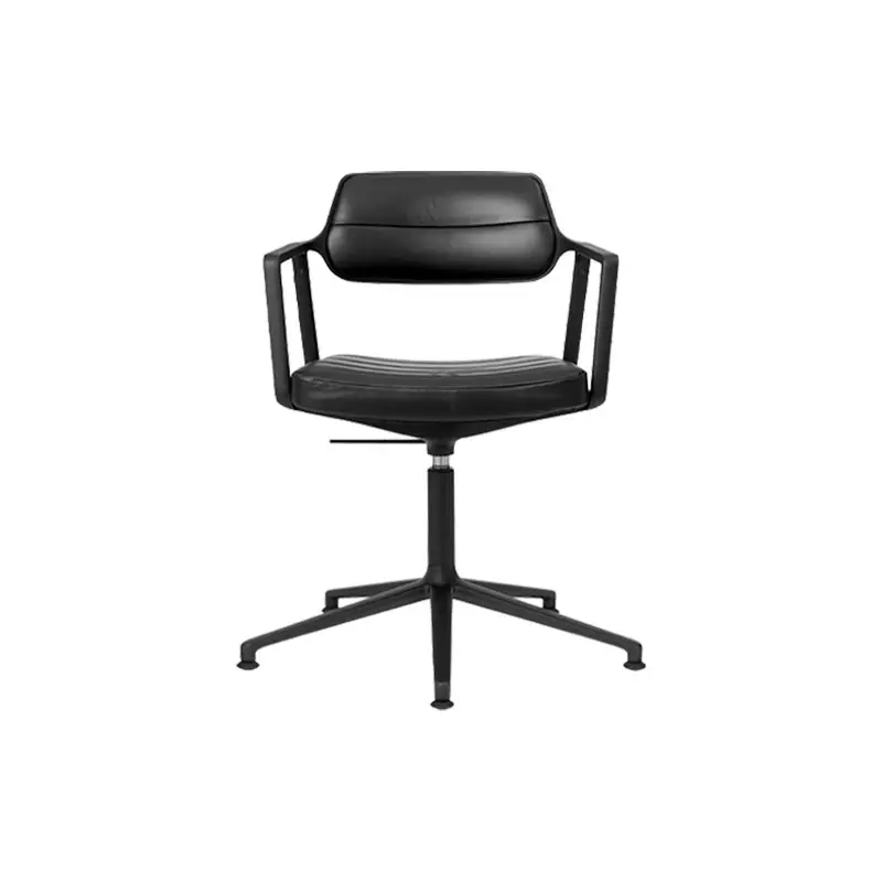 Petit Prix Chaise SWIVEL CHAIR 453+ à patins Cuir noir / Aluminium peint noirVIPP