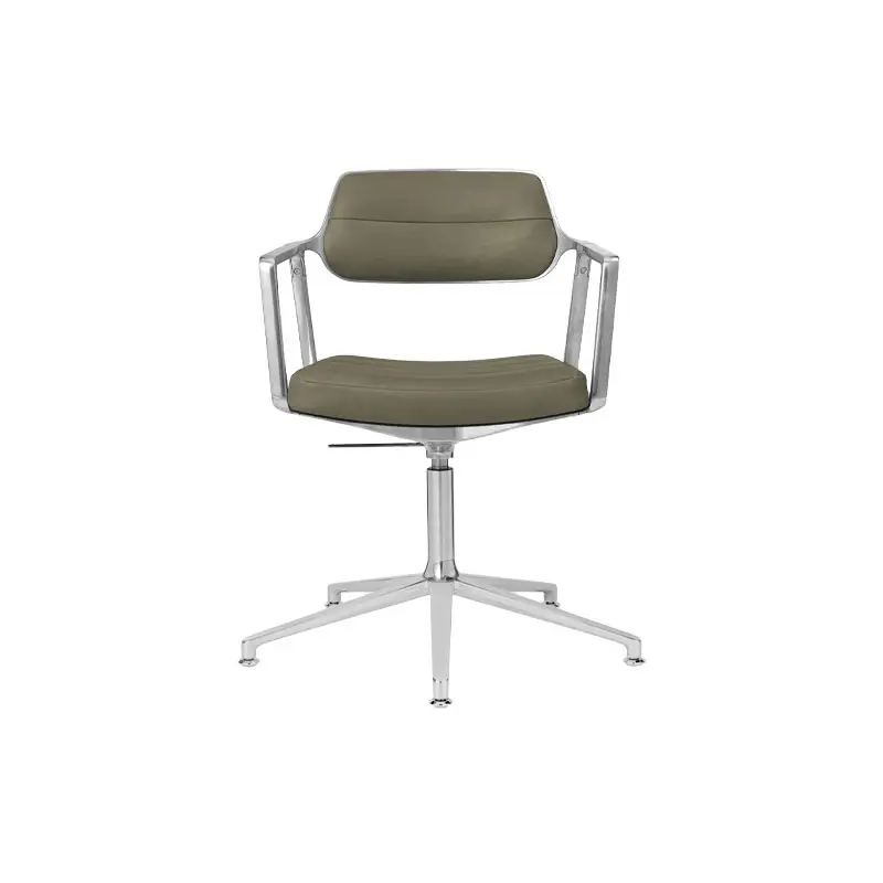 Top Vente Chaise SWIVEL CHAIR 453+ à patins Cuir vert Bosco / Aluminium poliVIPP