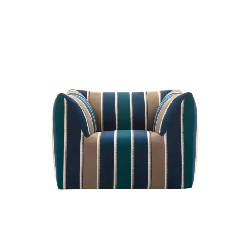 Achat Immédiat Fauteuil extérieur LA BAMBOLA OUTDOOR Jacquard Lima raie bleueB&B ITALIA