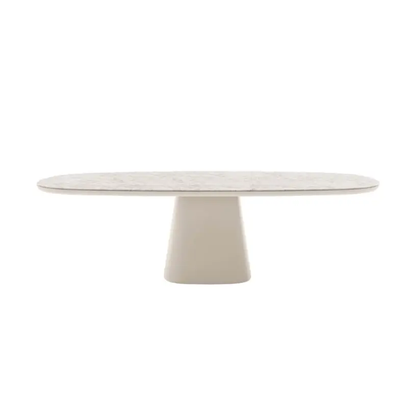 Prix Promo Dining Table ALLURE O&rsquo; Rectangular L 200 Carrara White Marble with White BaseB&B ITALIA