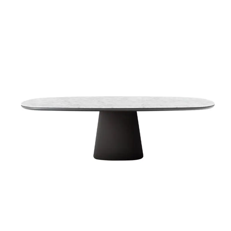 Dining Table ALLURE O&rsquo; Rectangular L 200 Carrara White Marble with Black BaseB&B ITALIA Super Prix
