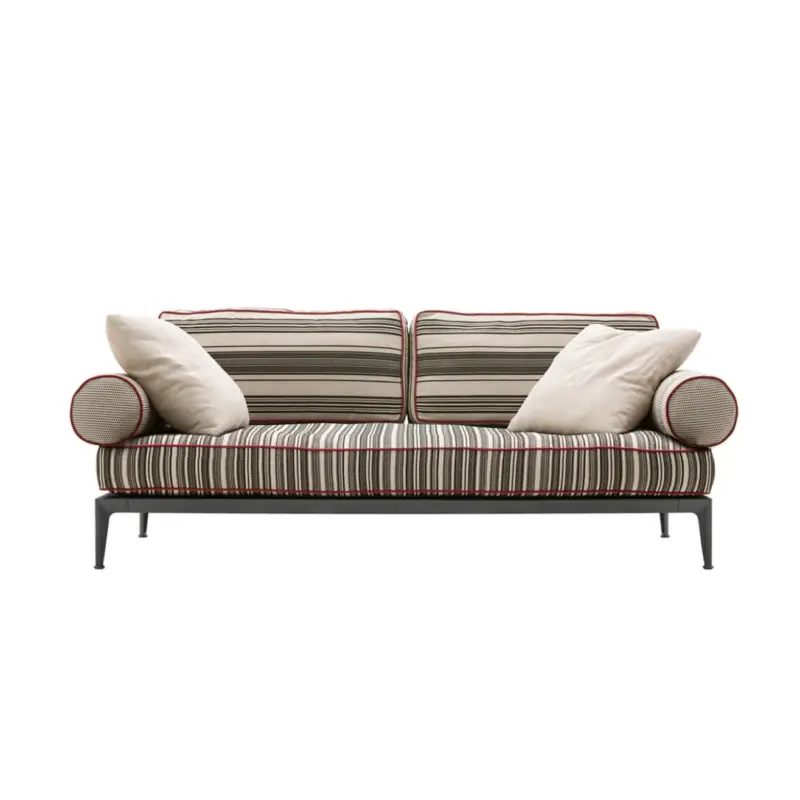 Outdoor Sofa RIBES linéaire Jacquard Elisir rayures étroites noir/cordeB&B ITALIA Offre Limitée
