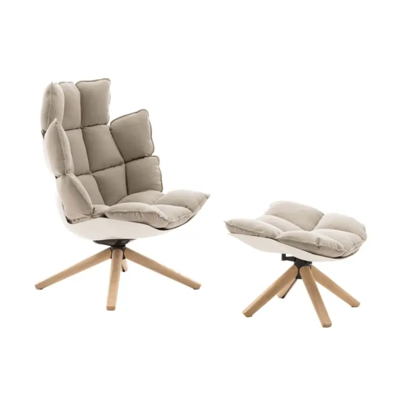 Easy chair HUSK High-Back with Footrest Asolo EcruB&B ITALIA Solde