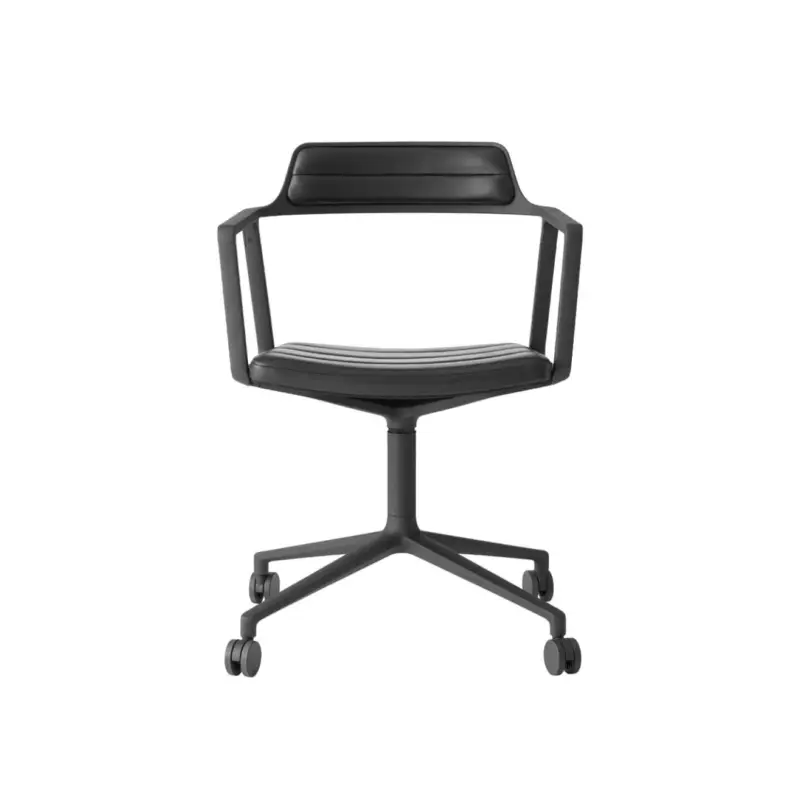 Acheter Direct Chaise SWIVEL CHAIR 452 à roulettes Cuir noir / Aluminium peint noirVIPP