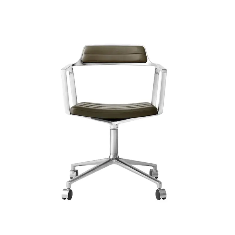 Chaise SWIVEL CHAIR 452 à roulettes Cuir vert Bosco / Aluminium poliVIPP Marque