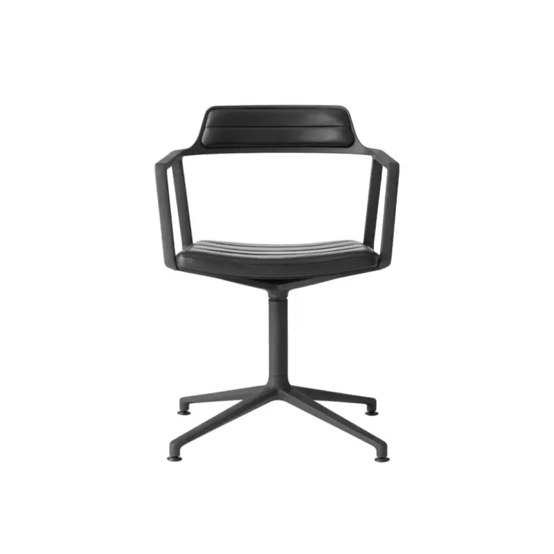 Chaise SWIVEL CHAIR 452 sur patins Cuir noir / Aluminium peint noirVIPP Meilleure Vente