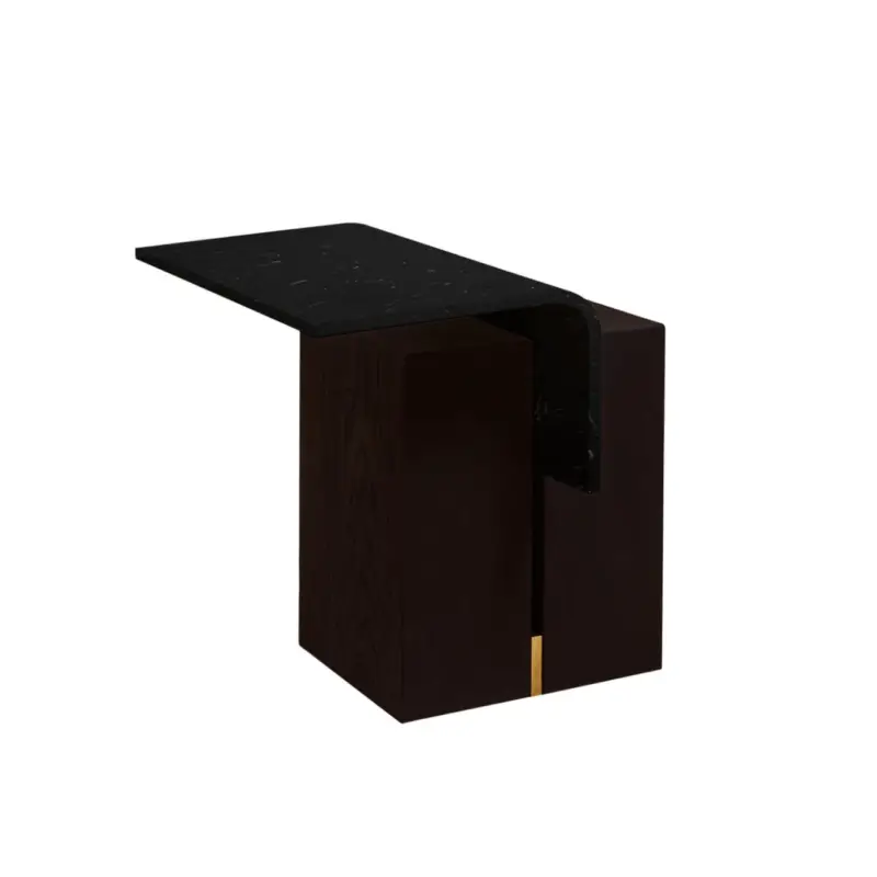 Offre Exclusive Table d&rsquo;appoint guéridon GHAN 92.8 S Chêne teinté/ plastique noirNOMA