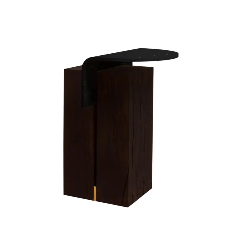 Offre Spéciale Table d&rsquo;appoint guéridon GHAN 92.8 M Chêne teinté/ plastique noirNOMA