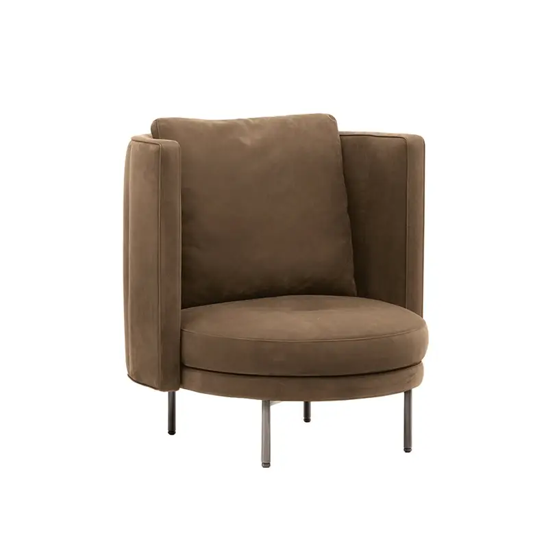 Authentique Fauteuil TORII et pouf Nubuck marron CognacMINOTTI