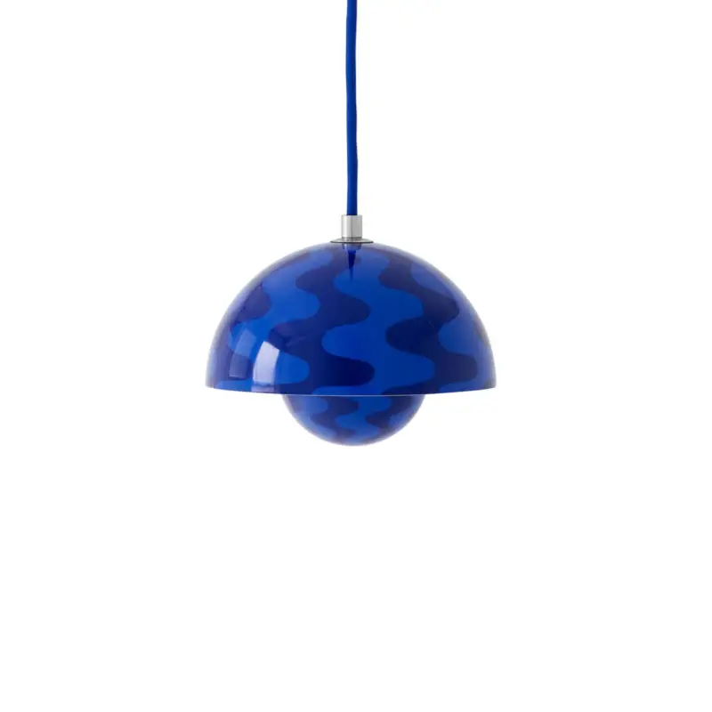 Soldes Pendant Light FLOWERPOT VP10 Cobalt Blue & Twilight Blue PatternAND TRADITION