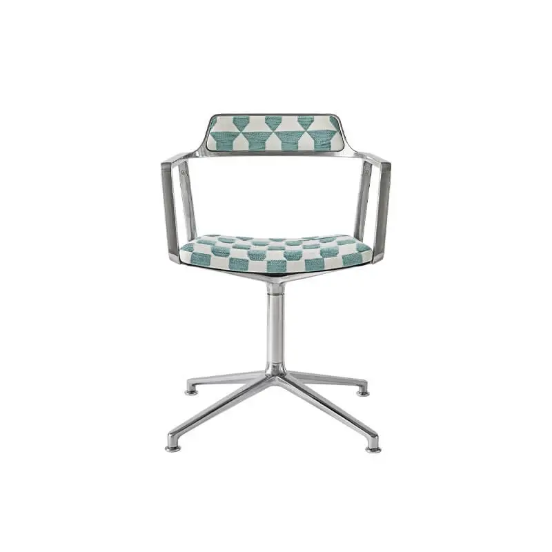Dining Chair SWIVEL CHAIR 452 with gliders Lagrasse fabric / Polished aluminiumVIPP Produit De Marque