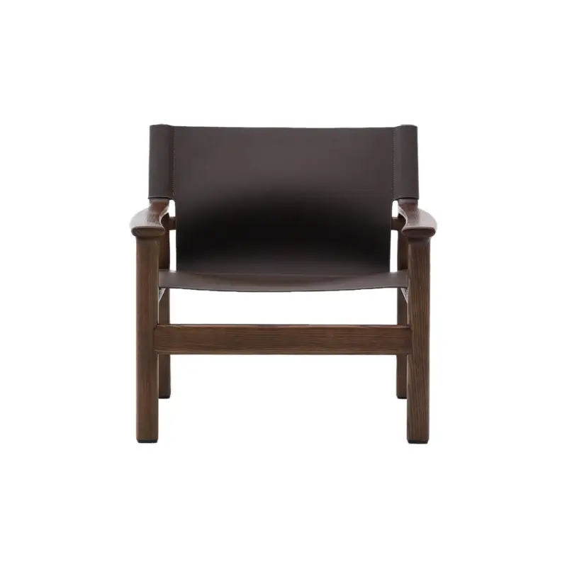 Fauteuil JAN Frêne teinté Noyer / Cuir MarronKAVE HOME Pas Cher