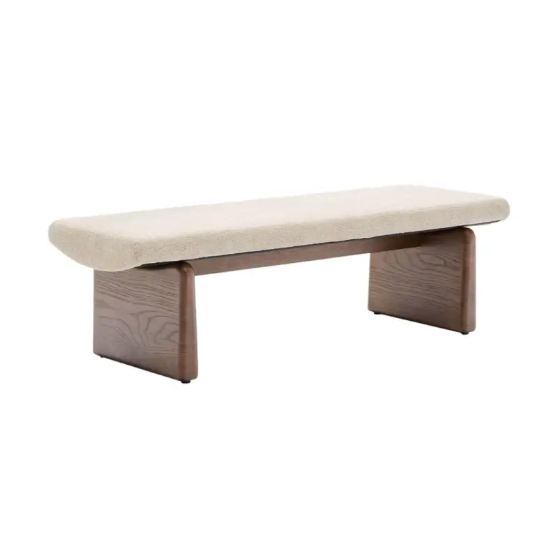 Bon Plan Designer Bench TOPAZ Walnut-Finished Ash / Beige Chenille fabricKAVE HOME