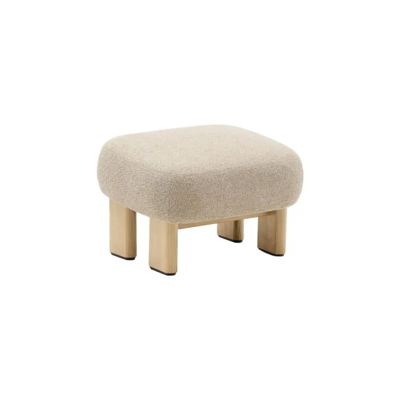 Dernière Chance Pouf NEMA Tissu bouclette beige / Frêne naturelKAVE HOME