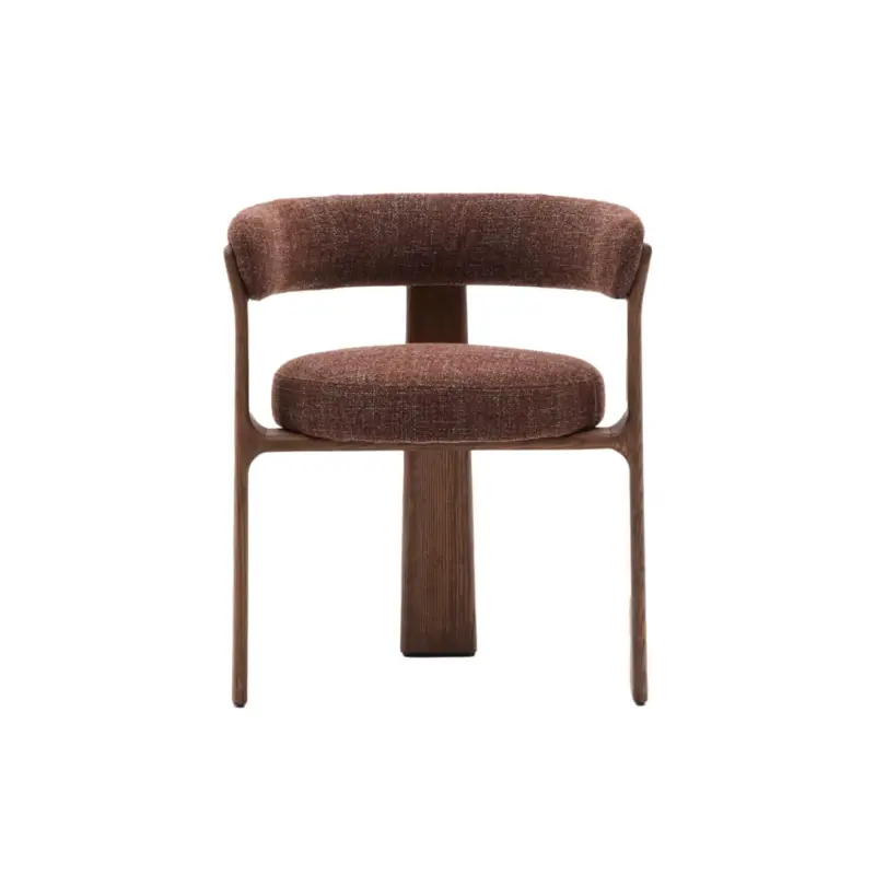 Livraison Express Chaise GRANITE 3 pieds Tissu Chenille marron / Frêne finition NoyerKAVE HOME