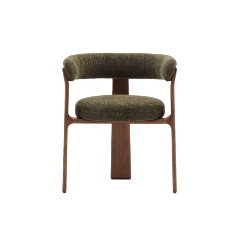 Seulement Aujourd'hui Dining Chair GRANITE 3-leg chair Green Chenille fabric / Walnut-finished Ash WoodKAVE HOME