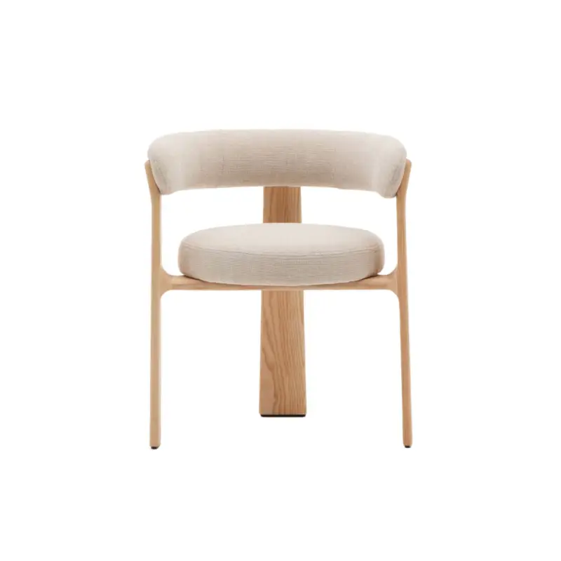 Chaise GRANITE 3 pieds Tissu Chenille beige / Frêne naturelKAVE HOME Soldes