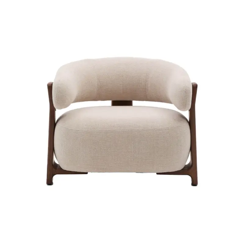 Easy chair GRANITE 3-leg Beige Chenille fabric / Walnut-finished Ash WoodKAVE HOME Vente Directe