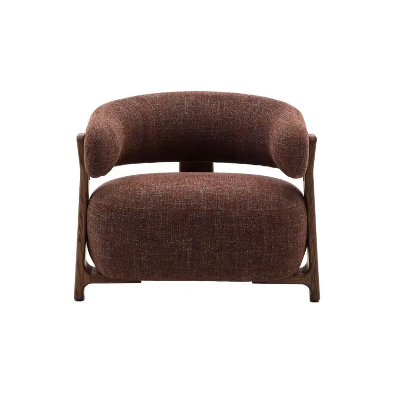 Fauteuil GRANITE 3 pieds Tissu Chenille marron / Frêne finition NoyerKAVE HOME Offre Limitée