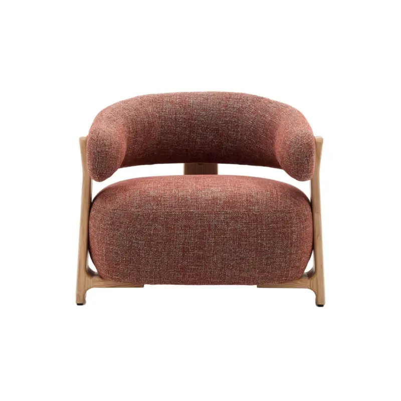 Marque Easy chair GRANITE 3-leg Terracotta Chenille fabric / Natural Ash WoodKAVE HOME