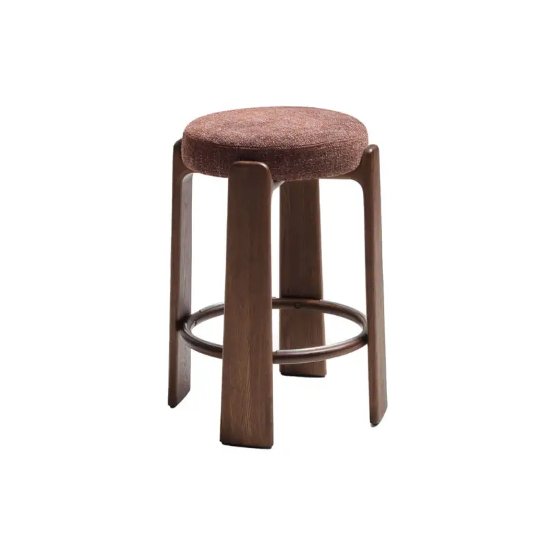 Acheter Direct Bar Stool GRANITE H 65 Brown Chenille fabric / Walnut-finished Ash WoodKAVE HOME