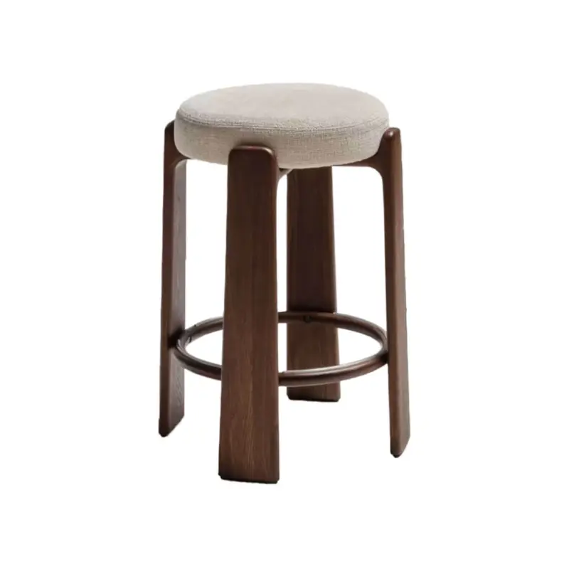 Tabouret haut GRANITE H 75 Tissu Chenille beige / Frêne finition NoyerKAVE HOME Dernier Modèle