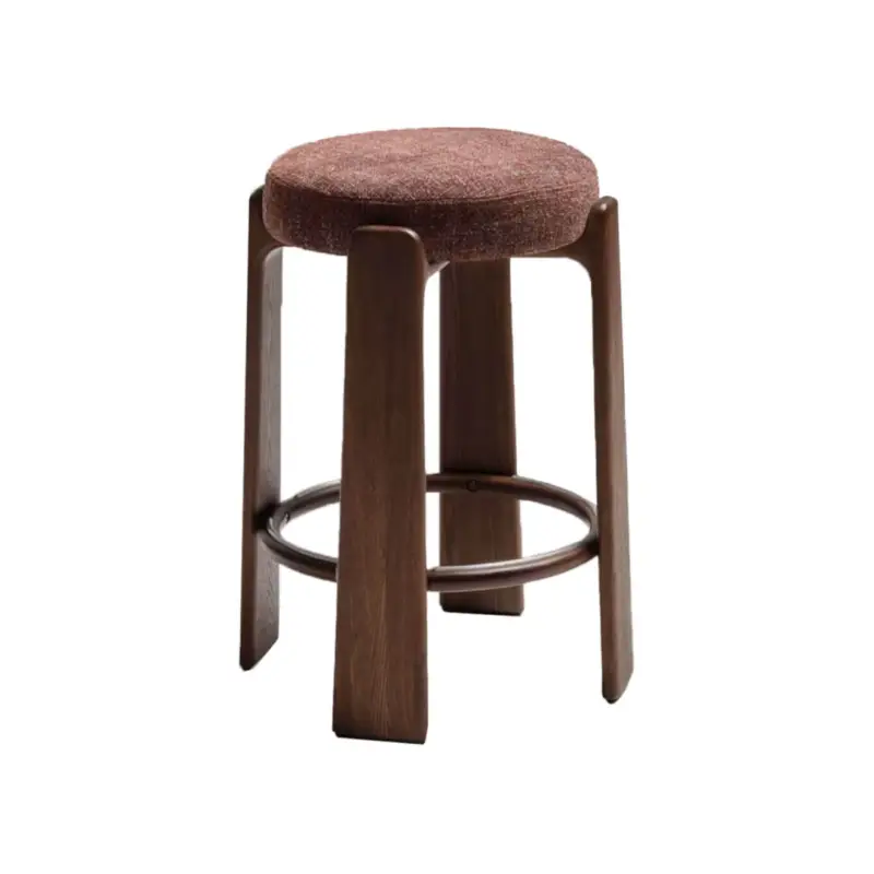 Bar Stool GRANITE H 75 Brown Chenille fabric / Walnut-finished Ash WoodKAVE HOME Offre Du Jour