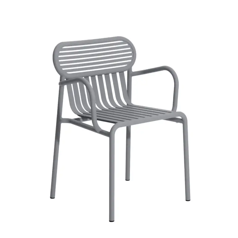 Offre Exclusive Outdoor Chair and Small Lounge Chair WEEK-END with armrests Stone GreyPETITE FRITURE