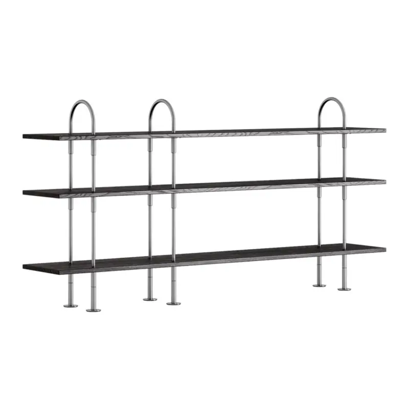 Shelving KEEN W 208 3 shelves Stainless Steel / Black Brown Ash VeneerGUBI Bon Marché