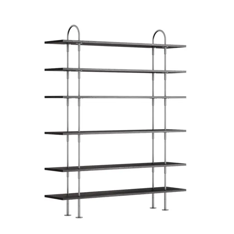 Nouveauté Etagère KEEN L 160 6 étagères Inox / Frêne Marron NoirGUBI