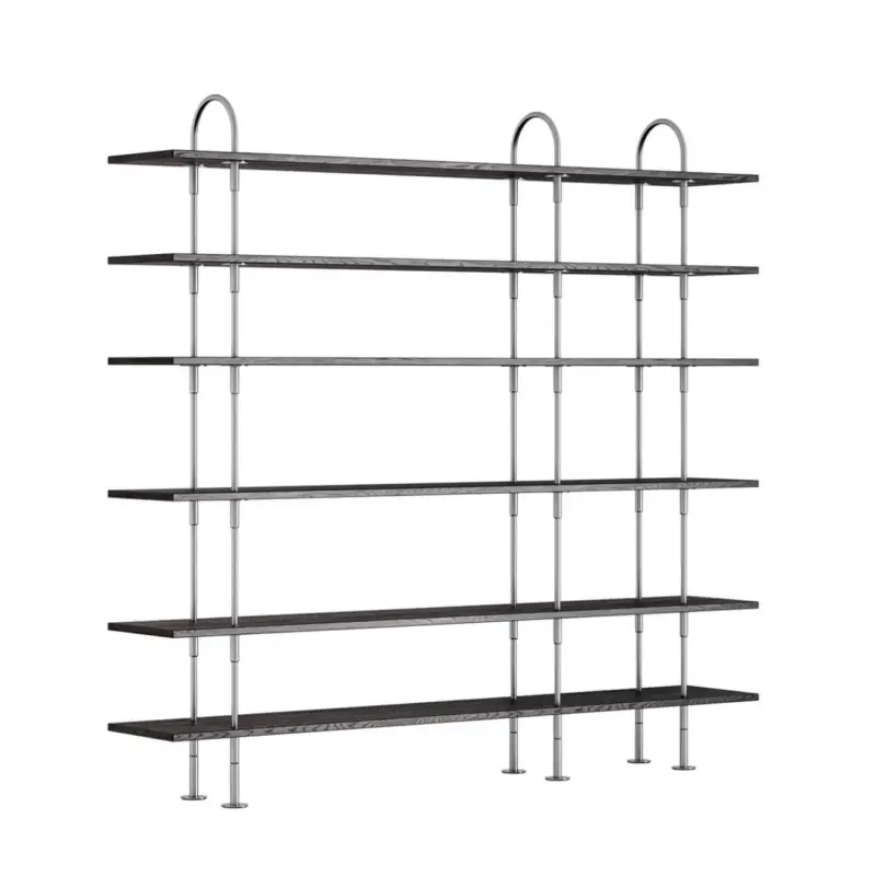 Top Vente Shelving KEEN W 208 6 shelves Stainless Steel / Black Brown Ash VeneerGUBI