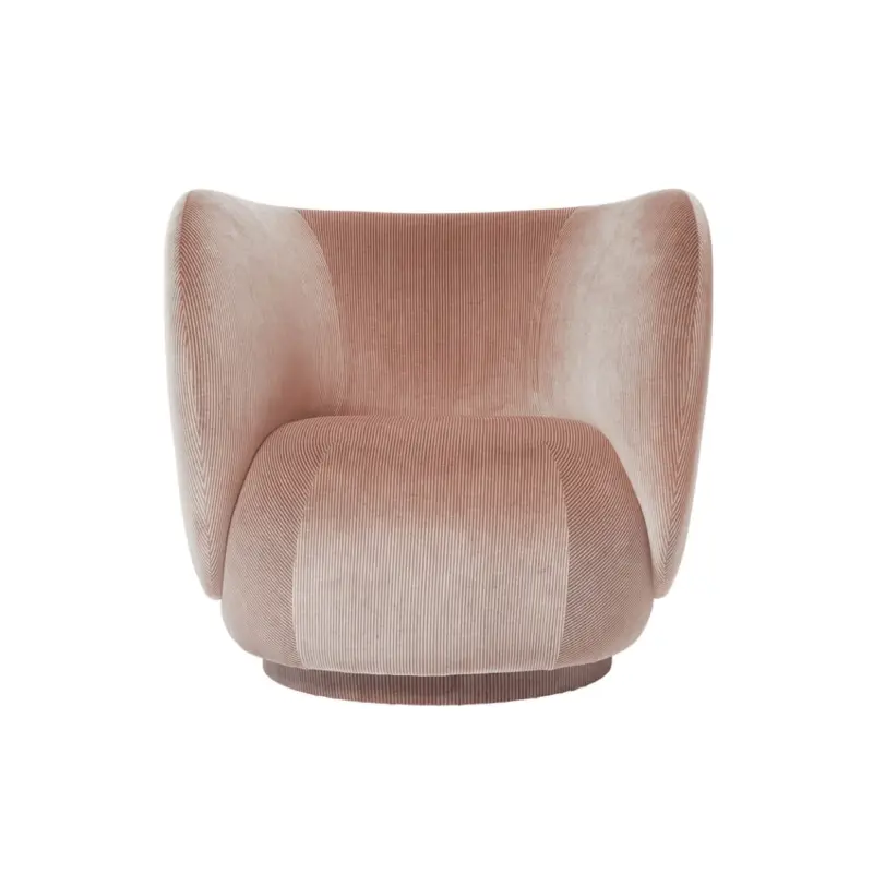 Fauteuil RICO Fixe Velours Devoré Rose PoudréFERM LIVING Prix Cassé