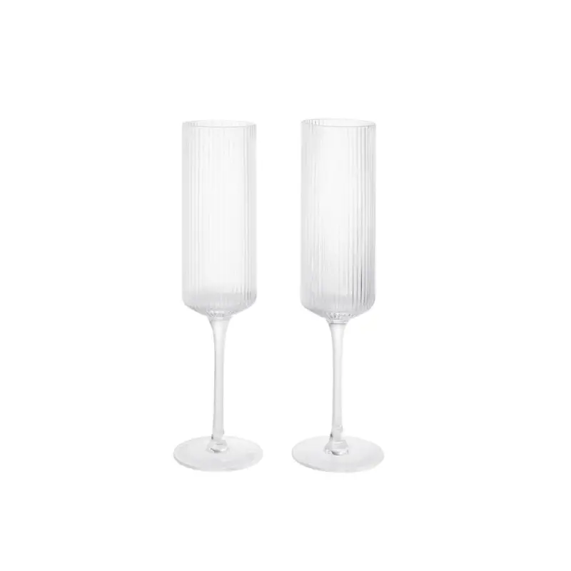 Réduction Glassware Set of 2 RIPPLE Champagne Flutes TransparentFERM LIVING
